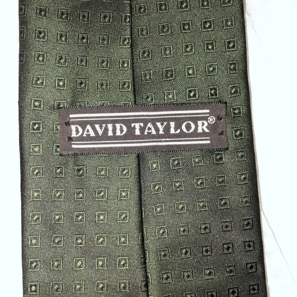 David Taylor Stunning Ombré Green Gray Textured Tiny Square Print Polyester Tie